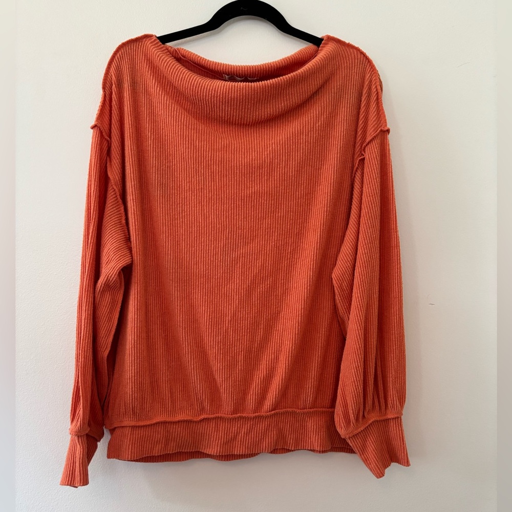 Free People Orange Ribbed Top